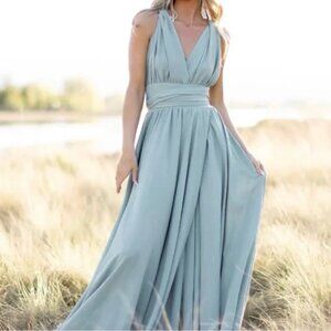 Joyfolie Green Sleeveless V-Neck Gown for Weddings Large Womens